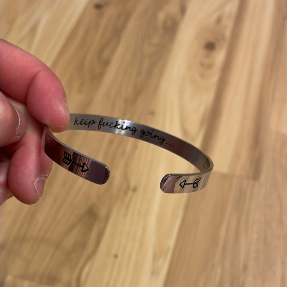 Motivational Silver Cuff Bracelet